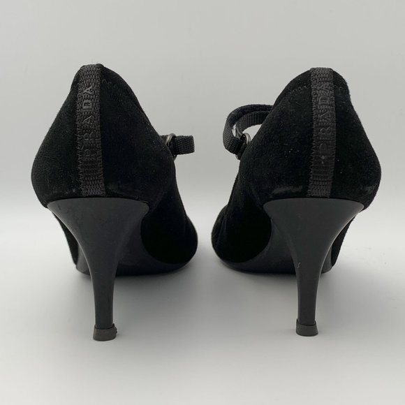 Prada Suede and Patent Cap Mary Jane Pumps Black Size 10/40 - Picture 3 of 11